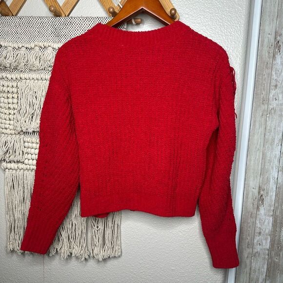 No Boundaries Red Fringe Sweater (XS) - Picture 5 of 5